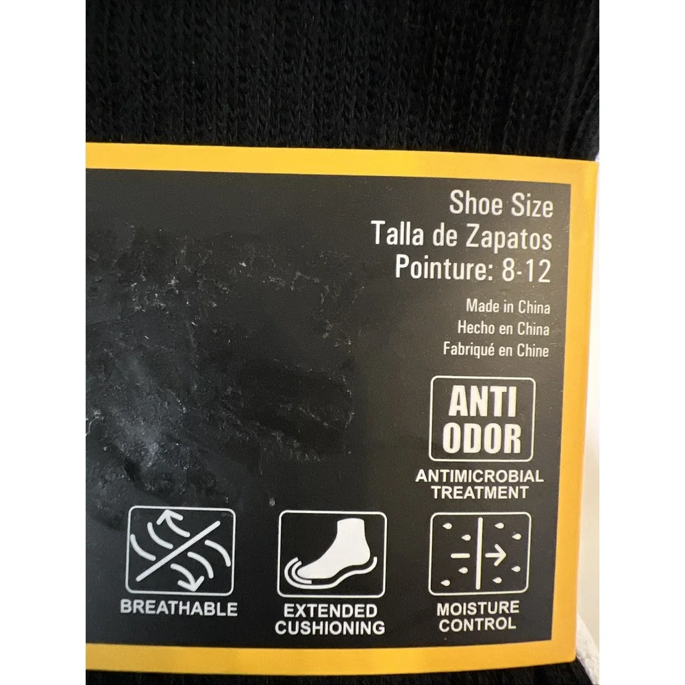 Caterpiller Men's‎ Work Crew Boot Socks White, Gray & Black 6-Pair Size 8-12 NEW